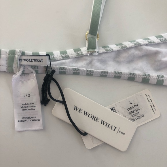 Onia x WeWoreWhat 2pc Bikini Jadeite Striped Lydia Top & Emily Bottom L NWT - Picture 5 of 9